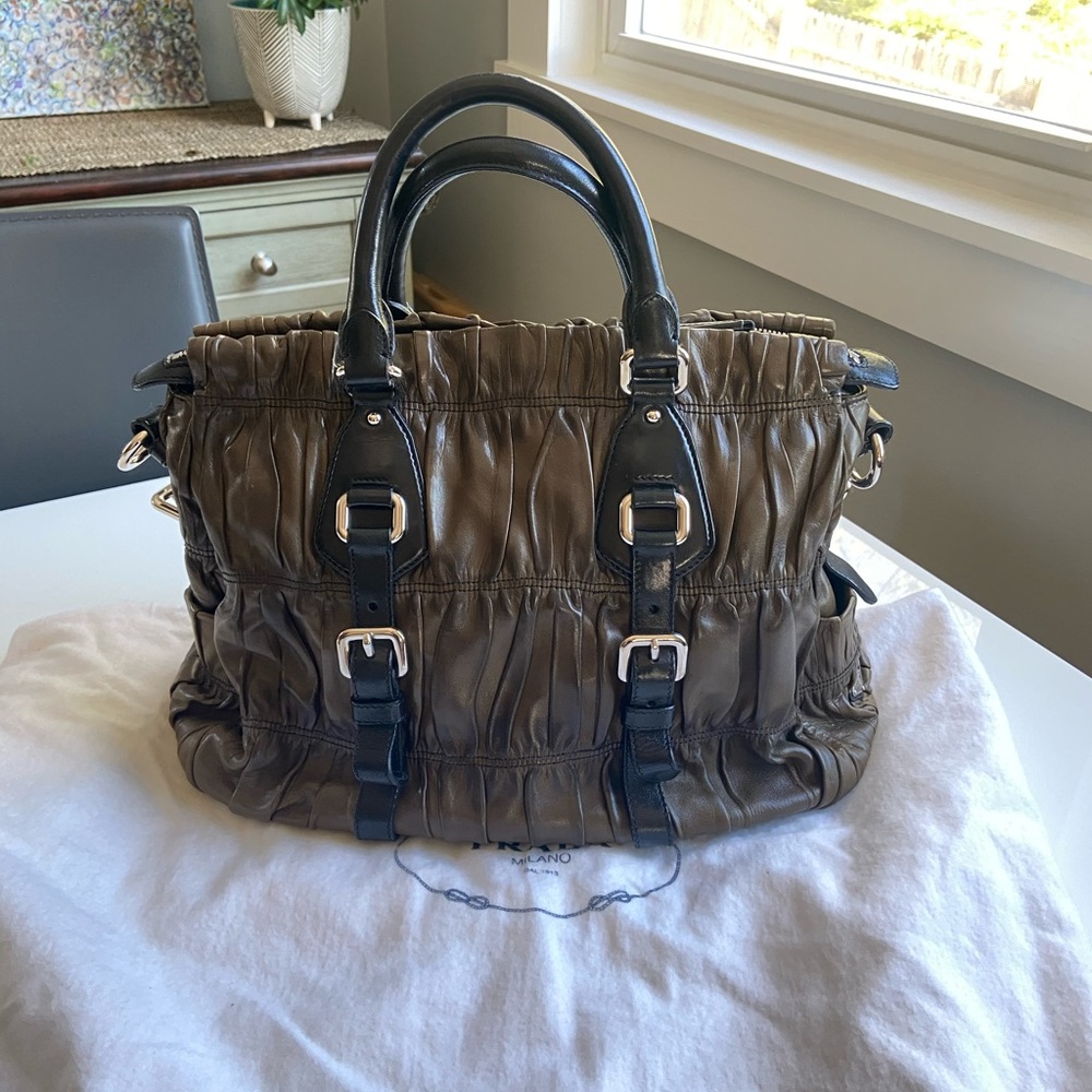 Prada Gaufre Militare Nappa leather Handbag.